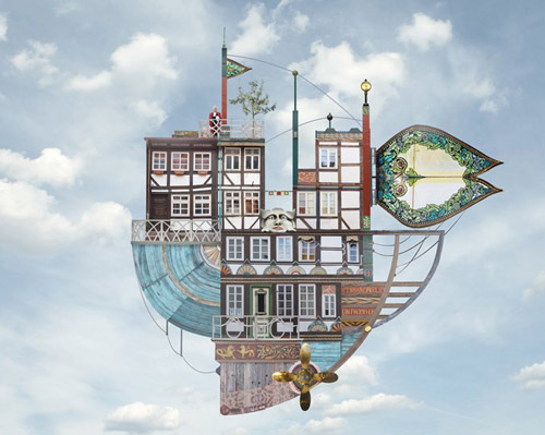 the cartography of the sky: levitating dreamlike houses by zabadu