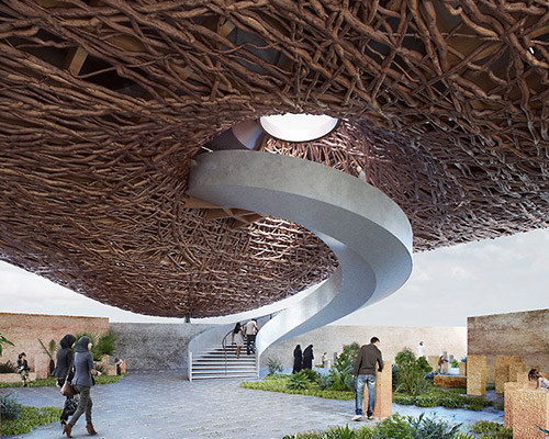 kozlowski + cardia propose a floating pavilion of tree branches for the dubai expo 2020
