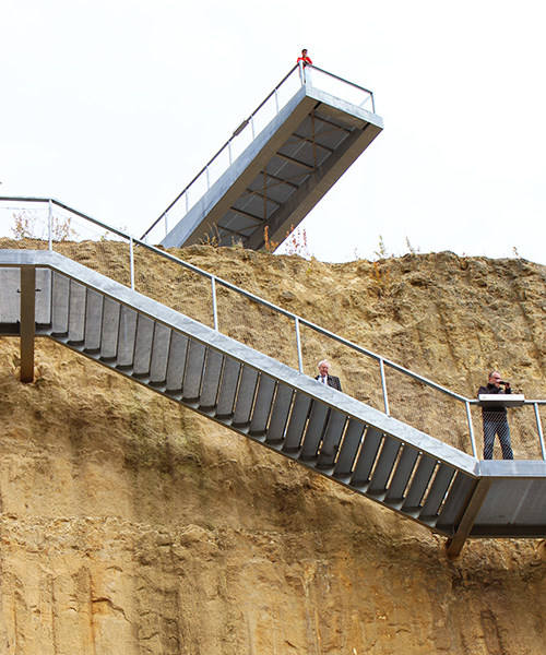 dutch sandstone quarry begins transformation with scenic staircase route