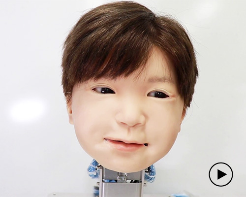 this child robot head mimics human expressions with creepy accuracy