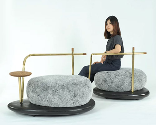 thailand based designer chitapanya, blends life and nature in 'zen stone' collection