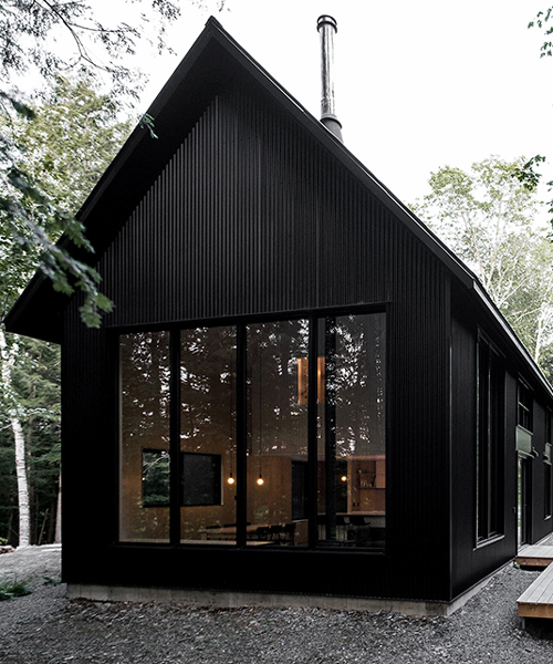 two steel black cabins form striking quebec chalet by appareil architecture