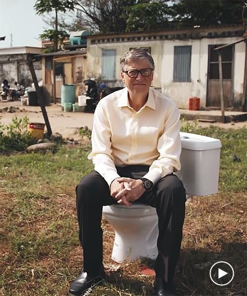 bill gates promotes toilet evolution by first presenting a jar of human poo