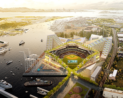 bjarke ingels group shares plans for oakland A's massive stadium complex in california