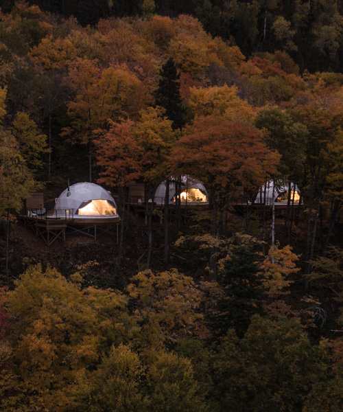 bourgeois / lechasseur's geodesic domes serve as eco-lux retreats in canadian forest