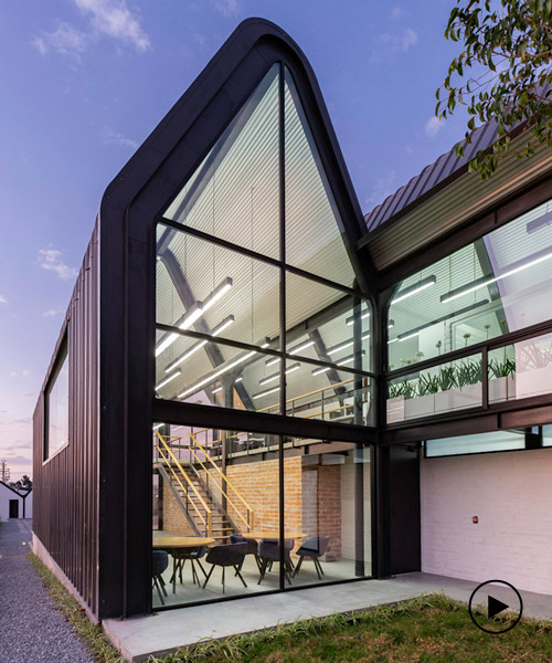 estudio felipe escudero designs a series of gable roofs clad in black aluminium