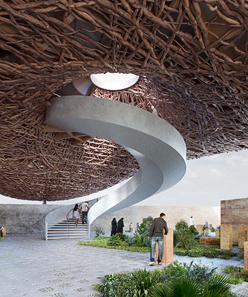 kozlowski + cardia propose a floating pavilion of tree branches for the dubai expo 2020
