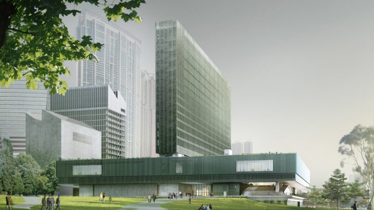 herzog & de meuron-designed M+ museum tops out in hong kong