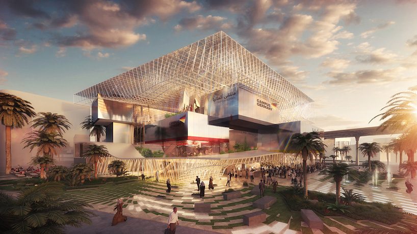 the german pavilion expo 2020 dubai by LAVA is topped with a freeform roof