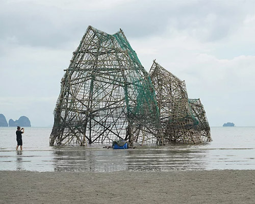 map office remove nets from coral reef to create 6 m high 'ghost island' in thailand
