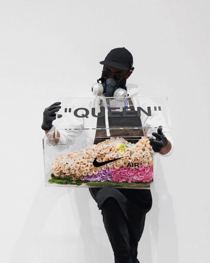 mr flower fantastic turns sneakers into floral bouquets