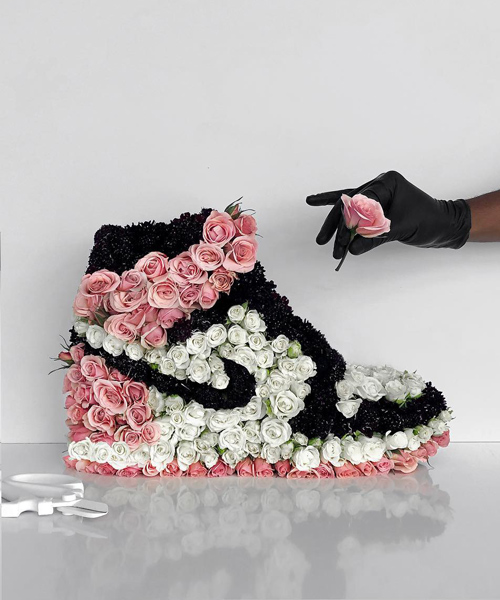 mr flower fantastic turns sneakers into floral bouquets