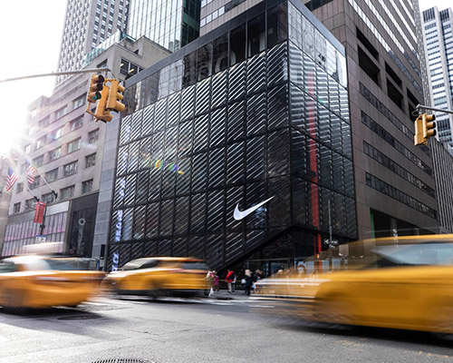 NIKE opens immersive flagship store in NYC with wavy glass façade