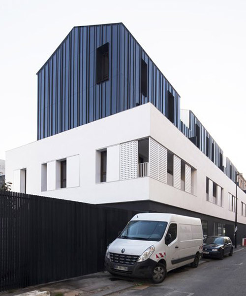 NZI covers three residential social houses in paris with metal and bricks
