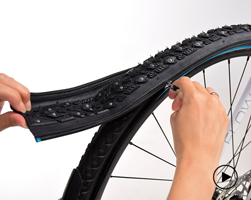 retyre is a bicycle tire system letting you zip new treads on in seconds
