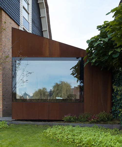 serge schoemaker builds a sculptural home studio of weathering steel in hoofddorp