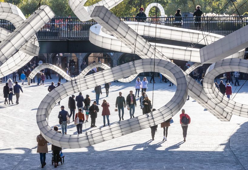  studio mieke meijer decks london's coal drops yard with giant sculptural lights