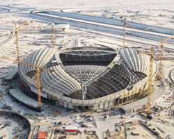 zaha hadid-designed stadium in qatar nears completion ahead of 2022 world cup