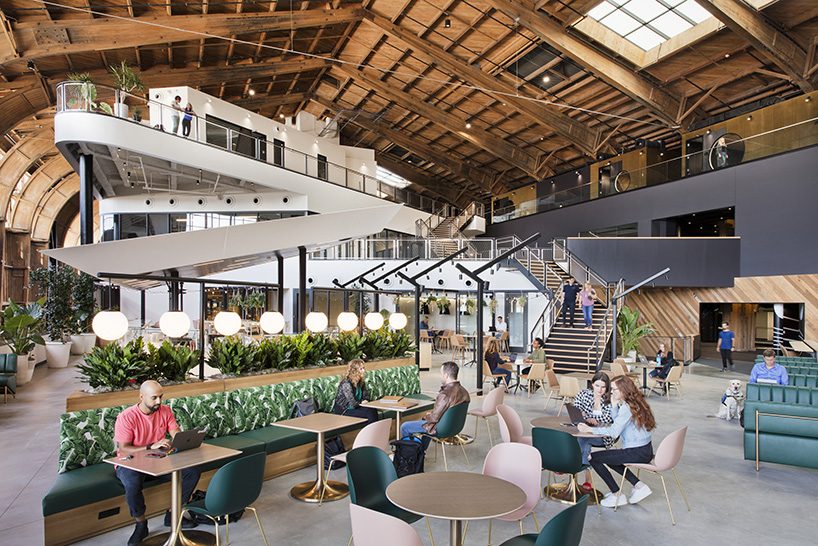 ZGF transforms historic wood-frame hangar into google playa vista offices in california