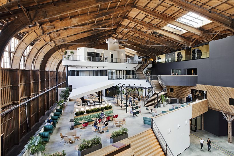 ZGF transforms historic wood-frame hangar into google's playa vista offices in california