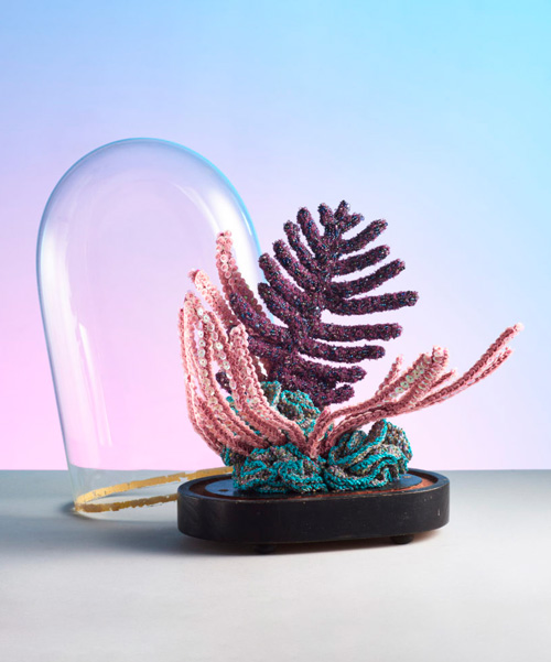 aude bourgine honor creates embroidered and beaded coral sculptures