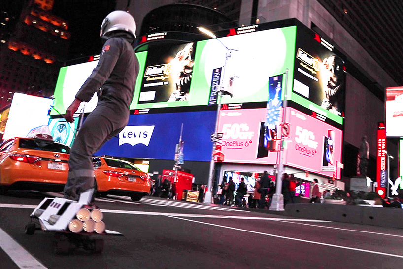 Boosted Board Turned 'rocketship' Flies Through Times Square