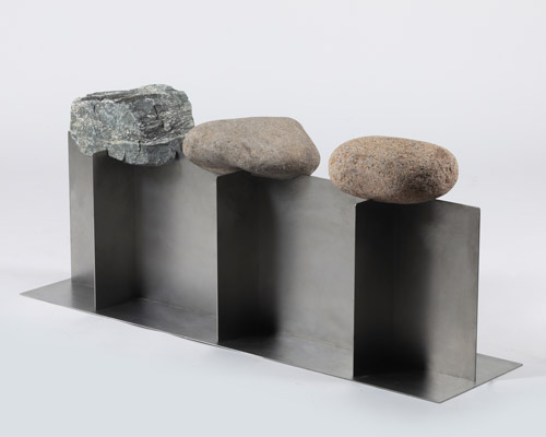 korean designer chiho cheon's bench design uses stone to harmonize with nature