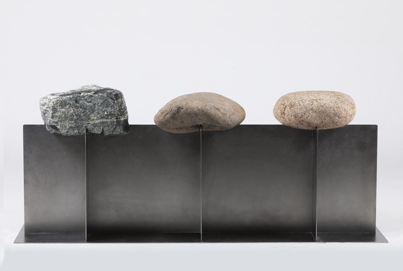 korean designer chiho cheon's bench design uses stone to harmonize with nature