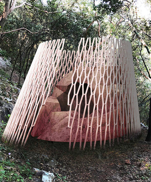 designer proposes to install 'inhabitable tree' pavilions in lebanese forest
