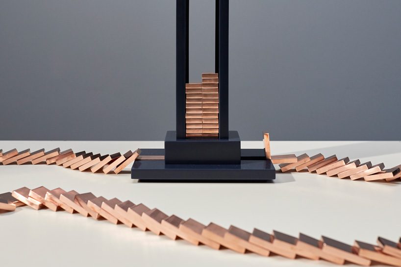 glithero's table light can be switched on through a rally of conductive copper dominos