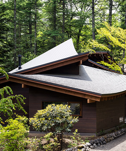 this weekend villa in japan resembles a pile of leaves, by KIAS