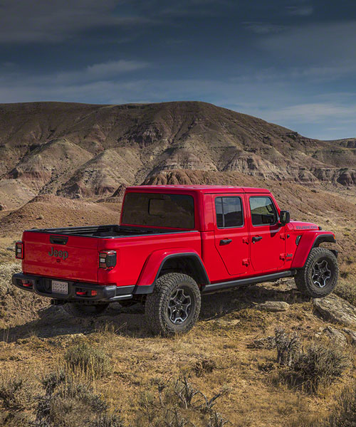 jeep unveils its 2020 gladiator, a cherry red open-air dream