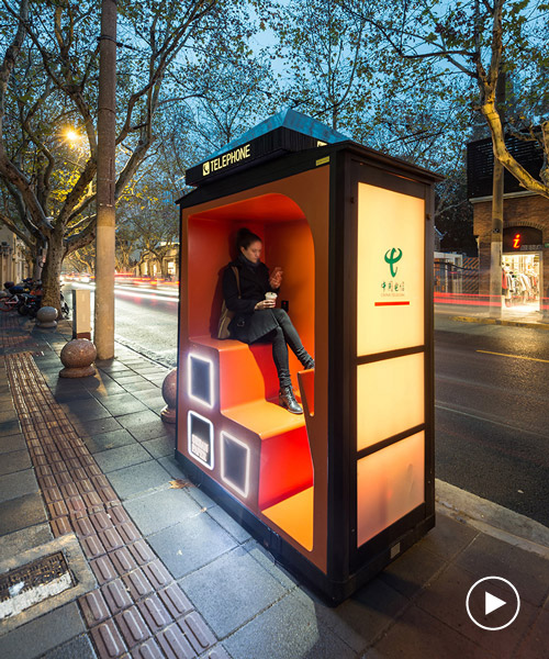 100architects transforms obsolete phonebooths into new urban landmarks in shanghai