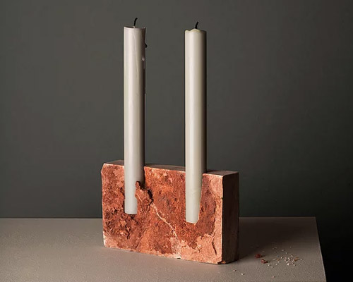 snug candle holders by sanna völker are carved from 500 million year old stones