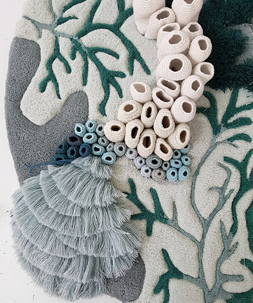 vanessa barragão upcycles industrial textile waste with the handcrafted ocean tapestry
