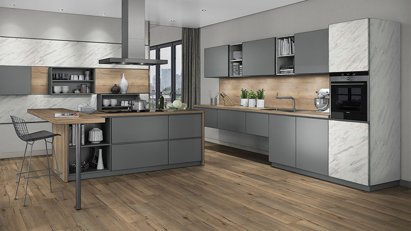 EGGER's decor selections enable perfectly coordinated kitchen designs