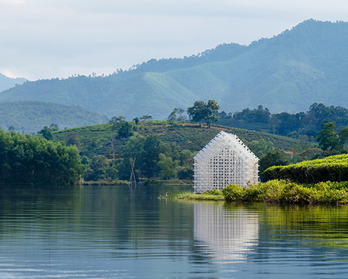 ethereal tea house in vietnam is assembled from 2,000 wooden components