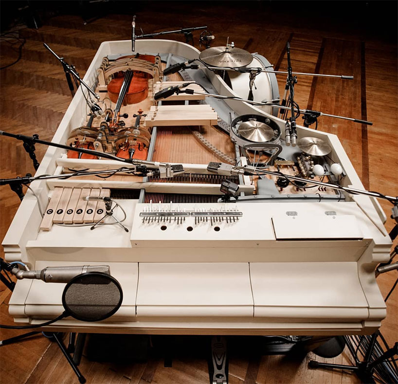vintage piano turned into analog hybrid of 20 instruments controlled by piano keys - brunettes shoot blondes designboom