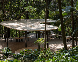 lina bo bardi's 'casa de vidro' welcomes summer pavilion by sol camacho