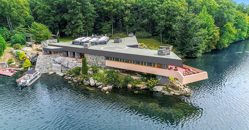 frank lloyd wright-inspired house on a private island on the market for $12.9M designboom