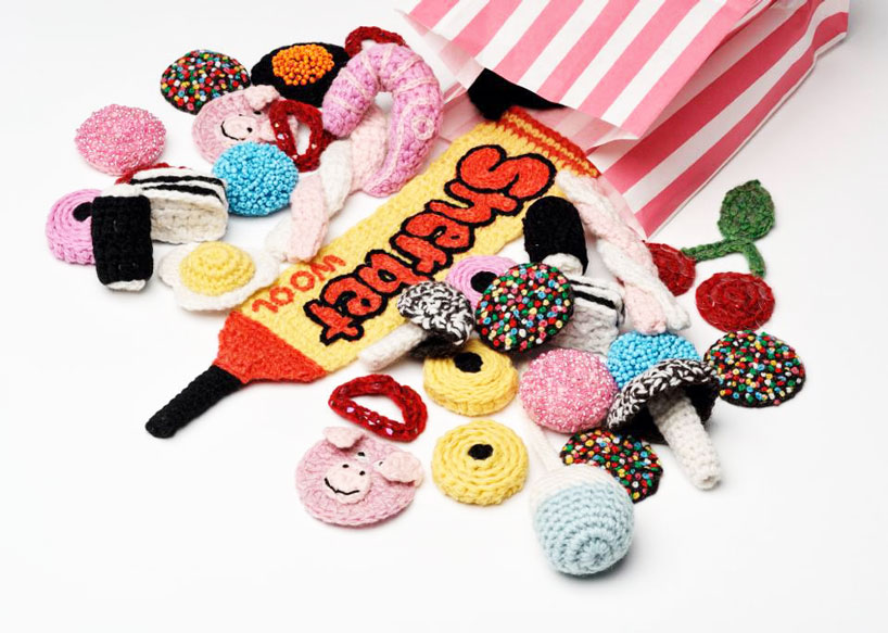 feast your eyes on this crocheted food kate jenkins platter of fish, french fries and sushi
