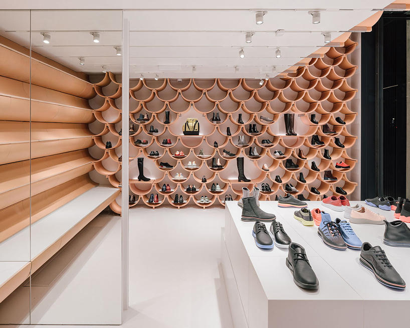 kengo kuma clads camper's barcelona store in vaulted ceramic plates