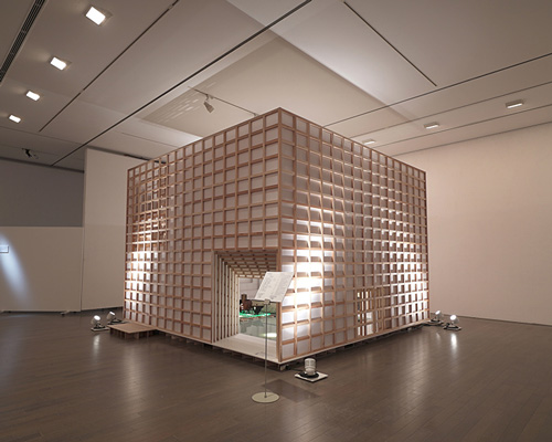artists install 'five elements tea room' made of concentric layers of shoji screens