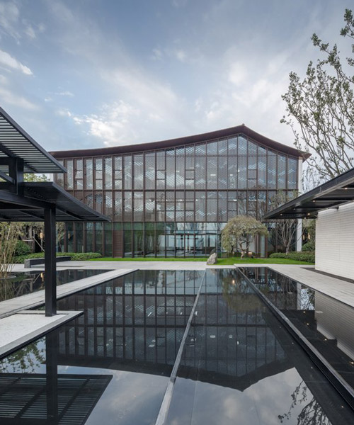 lacime architects reflects the suzhou leisure center in pools of water in china