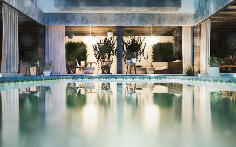 floor-to-ceiling gridded windows compose the façade of this residential complex in cyprus