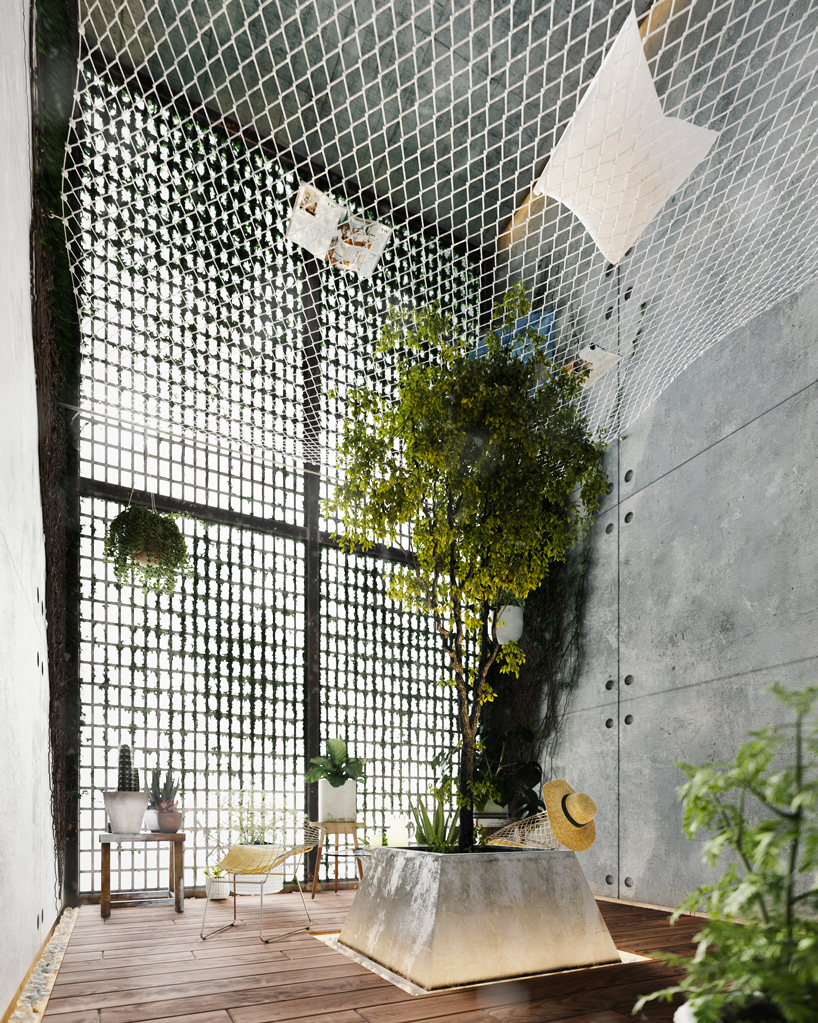 floor-to-ceiling gridded windows compose the façade of this residential complex in cyprus