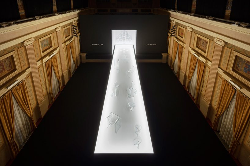 nendo and wonderglass collaborate on 'melt' collection of gravity formed furniture