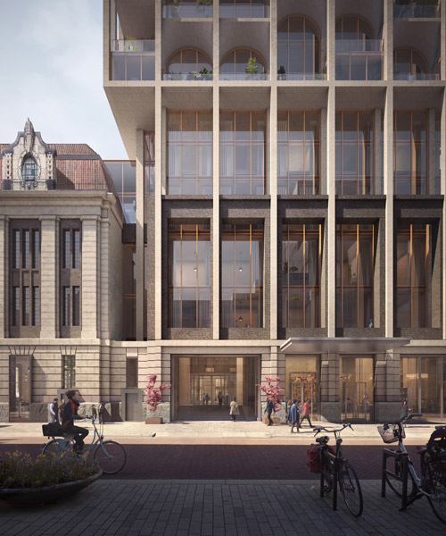 ODA unveils redesign for rotterdam's historic post office featuring rhythmic stone façade