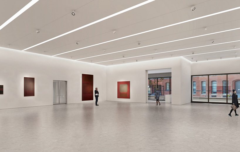 bonetti/kozerski clads the pace gallery NY headquarters in black volcanic stone and metal