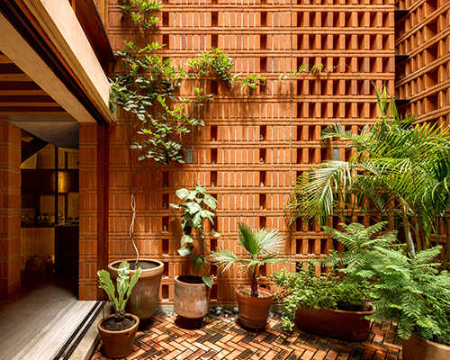 this studio of rhythmic brickwork was completed for a renowned mexican photographer